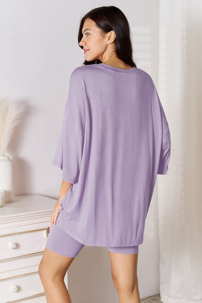 Three-Quarter Sleeve Top and Shorts Set