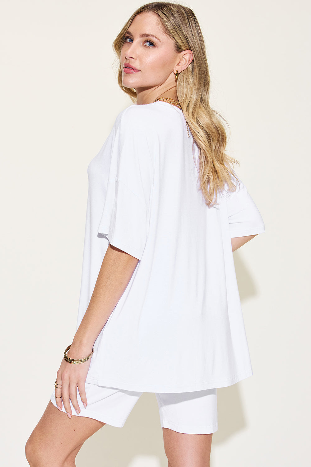 V-Neck Drop Shoulder T-Shirt and Shorts Set