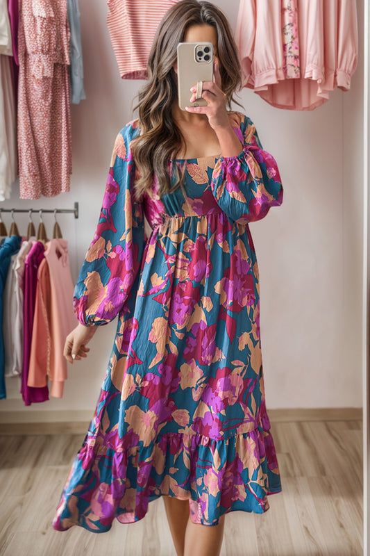 Daphne Balloon Sleeve Midi Dress