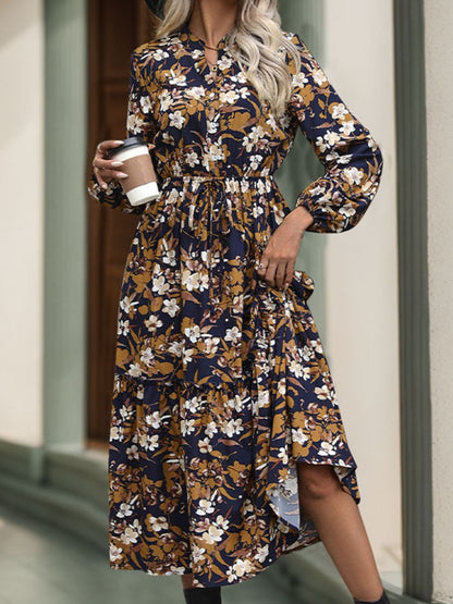 Floral Long Sleeve Midi Dress