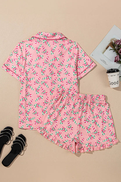 Candy Cane Button Down PJ Set