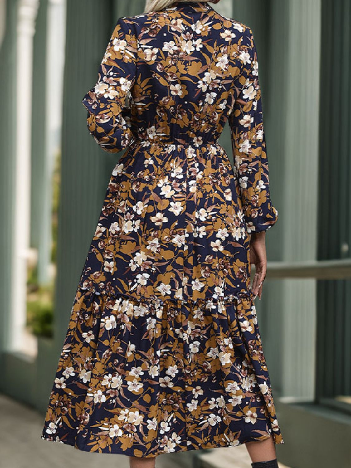 Floral Long Sleeve Midi Dress