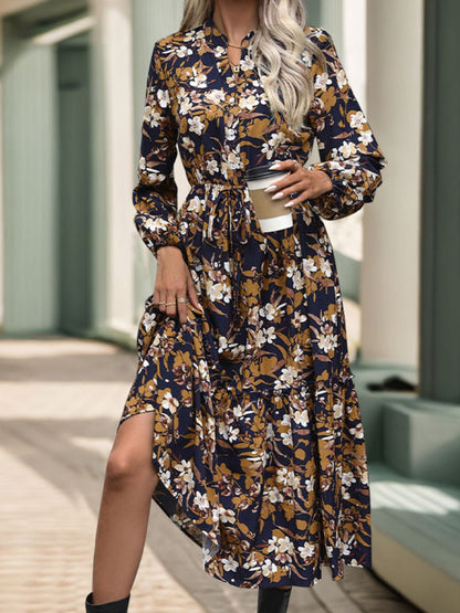 Floral Long Sleeve Midi Dress