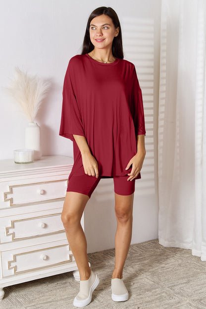 Three-Quarter Sleeve Top and Shorts Set