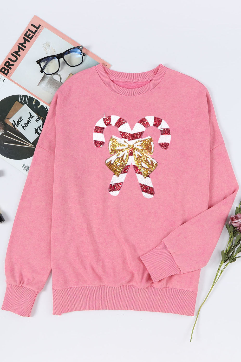 Sequin Candy Cane Oversized Sweatshirt