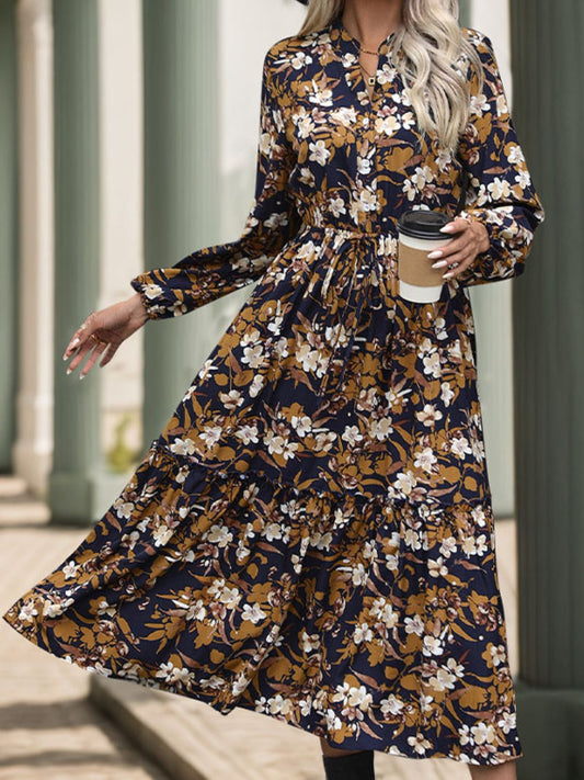 Floral Long Sleeve Midi Dress