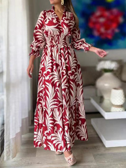 De Lis Flounce Sleeve Maxi Dress