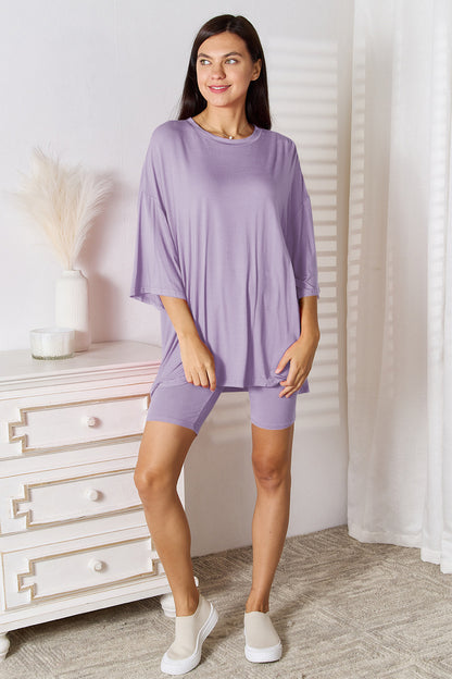 Three-Quarter Sleeve Top and Shorts Set