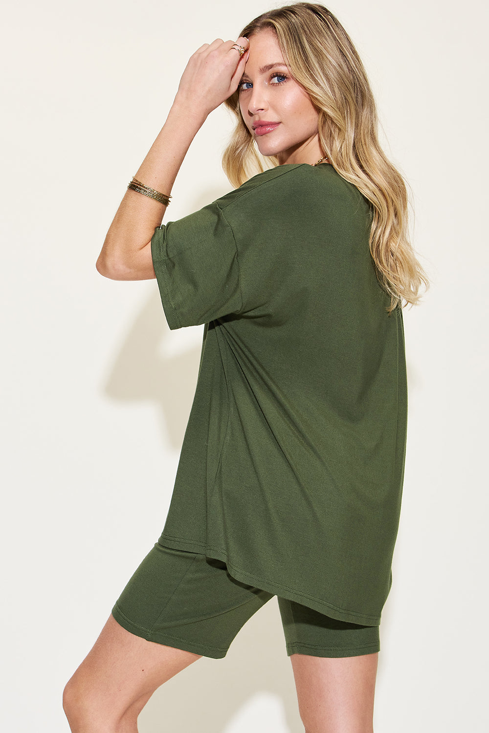 V-Neck Drop Shoulder T-Shirt and Shorts Set