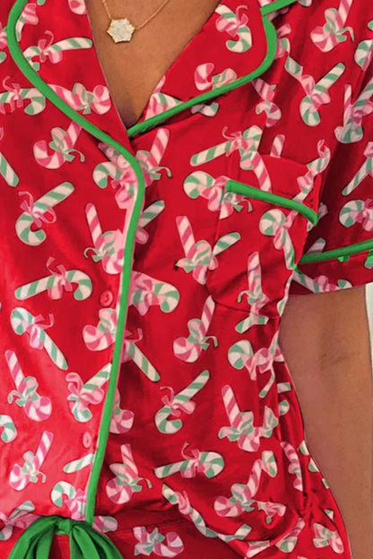 Candy Cane Button Down PJ Set