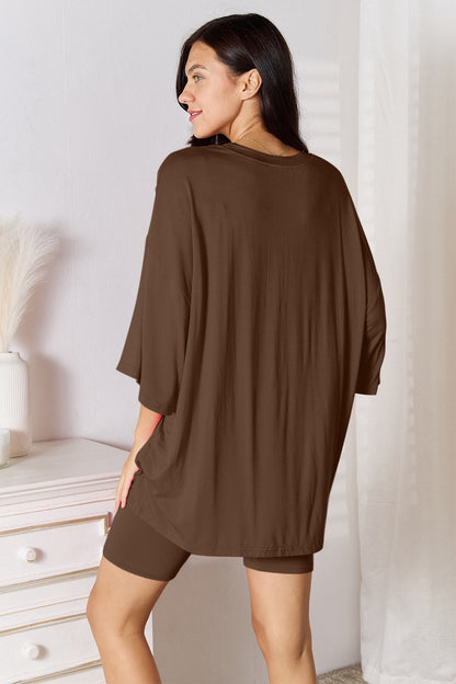 Three-Quarter Sleeve Top and Shorts Set